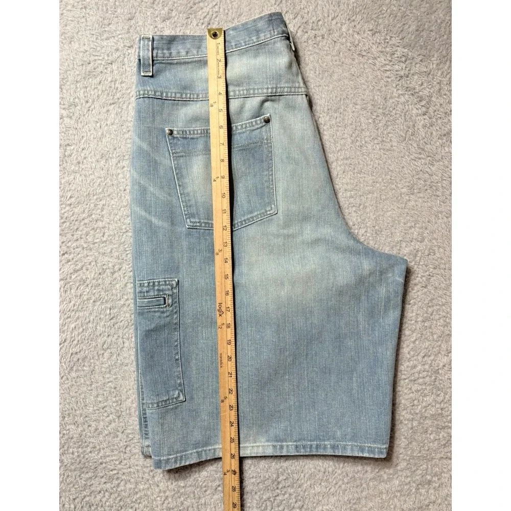 VTG Y2K Jordan Two3 Mens 40 Baggy Denim Jorts Light Wash Hip Hop Streetwear